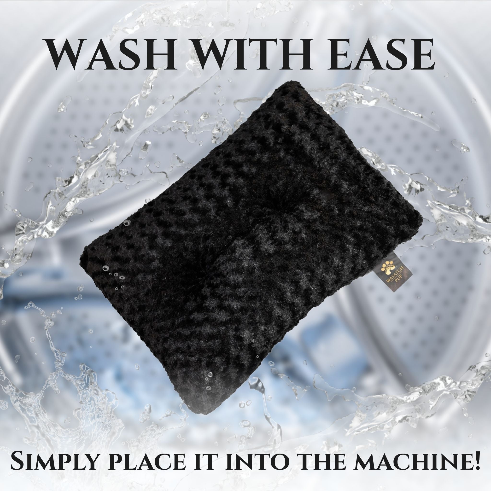 Black Cozy Canine Plush Dog Bed Showing Wash With Ease.
Cozy Canine Dog Bed featuring ultra-soft rose velvet fabric, plush supportive filling, and a non-slip bottom for all-day comfort and security. Designed to cushion joints, relieve pressure points, reduce anxiety, and provide a cozy sleeping space for dogs of all ages. Machine washable for easy care and versatile enough for use in crates, kennels, vehicles, or anywhere your dog loves to rest.