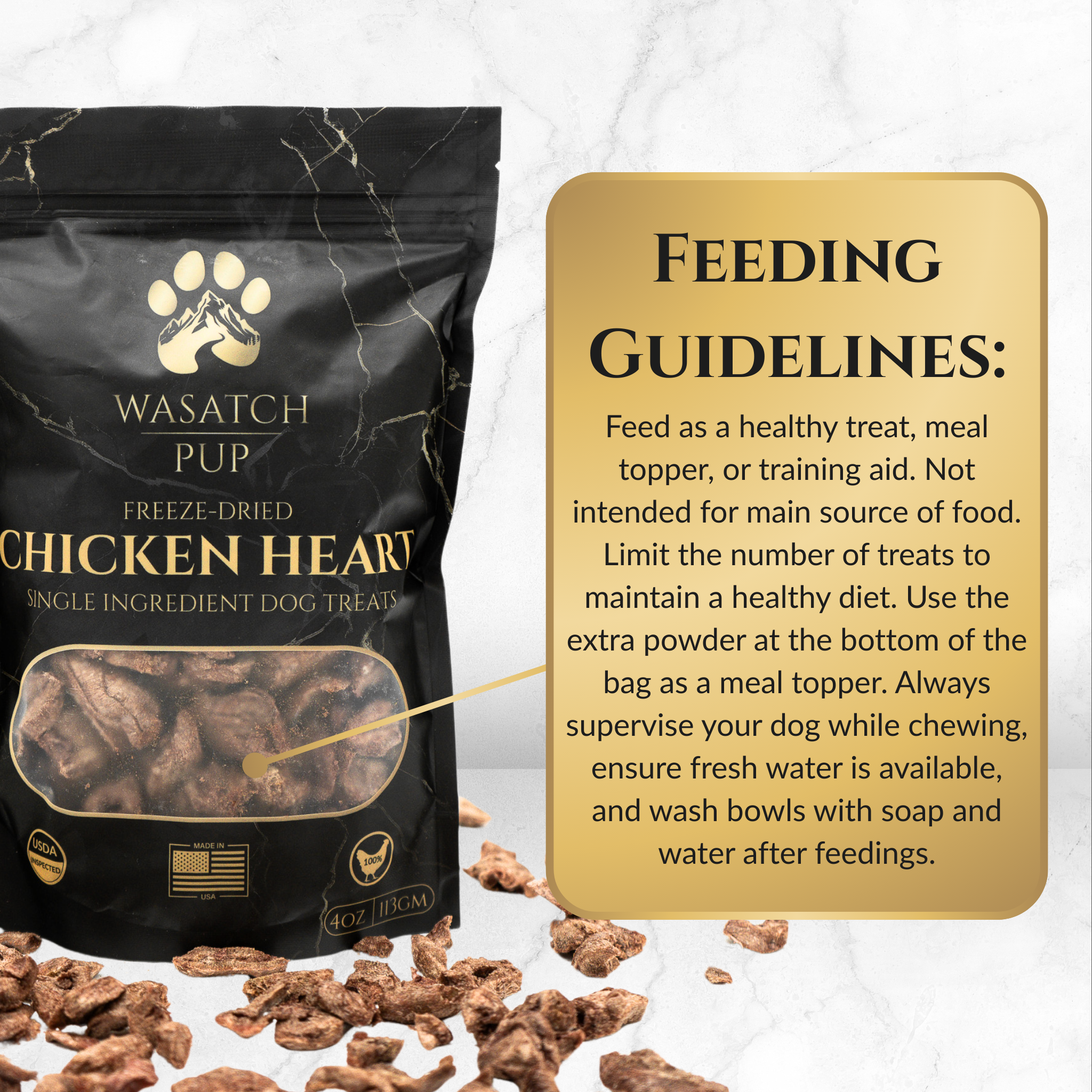 Freeze-Dried Chicken Heart | Single Ingredient Dog Treats