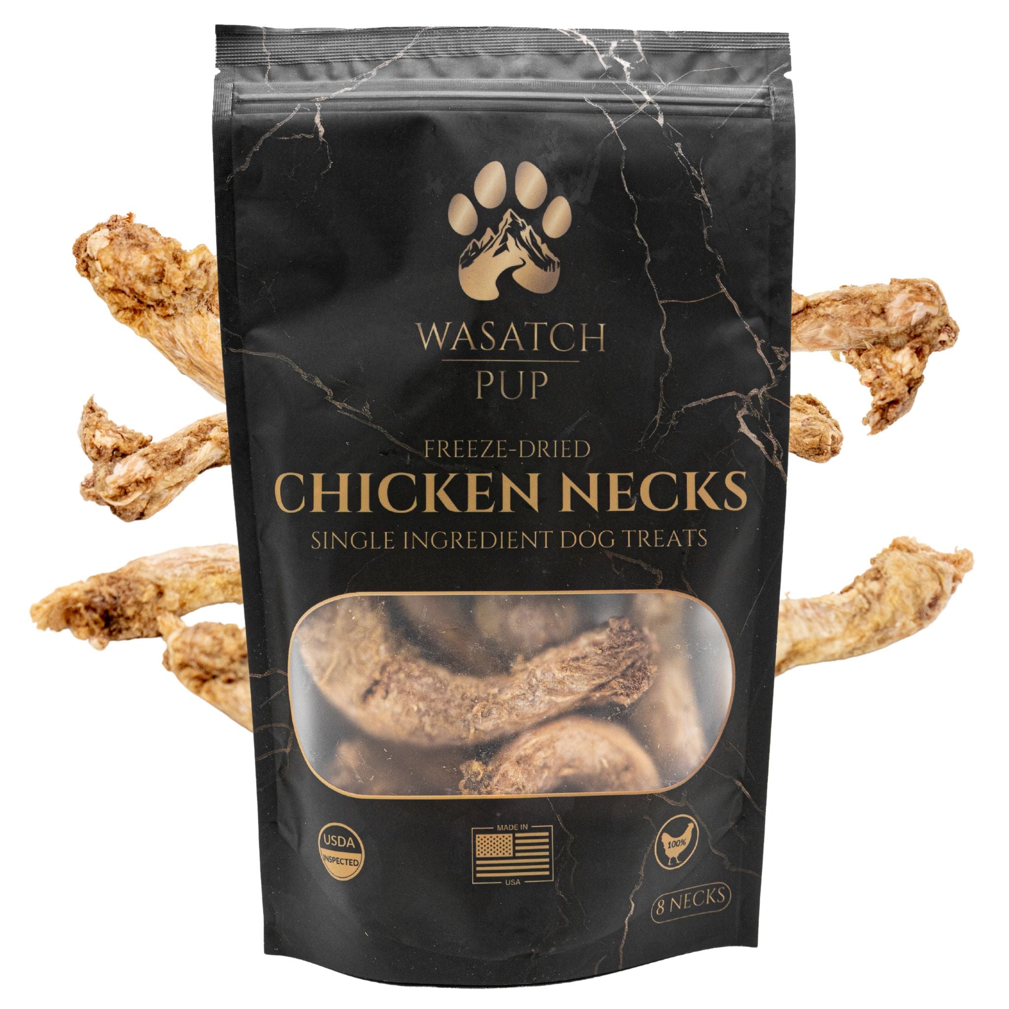 Freeze-Dried Chicken Neck Dog Treats - Wasatch Pup