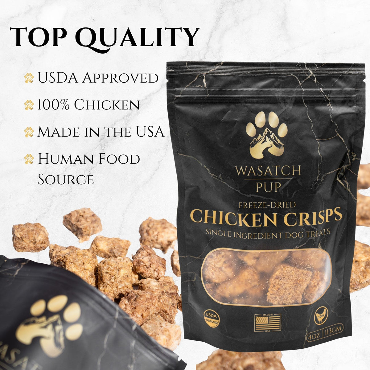Freeze-Dried Chicken Crisps Dog Treats - Wasatch Pup
