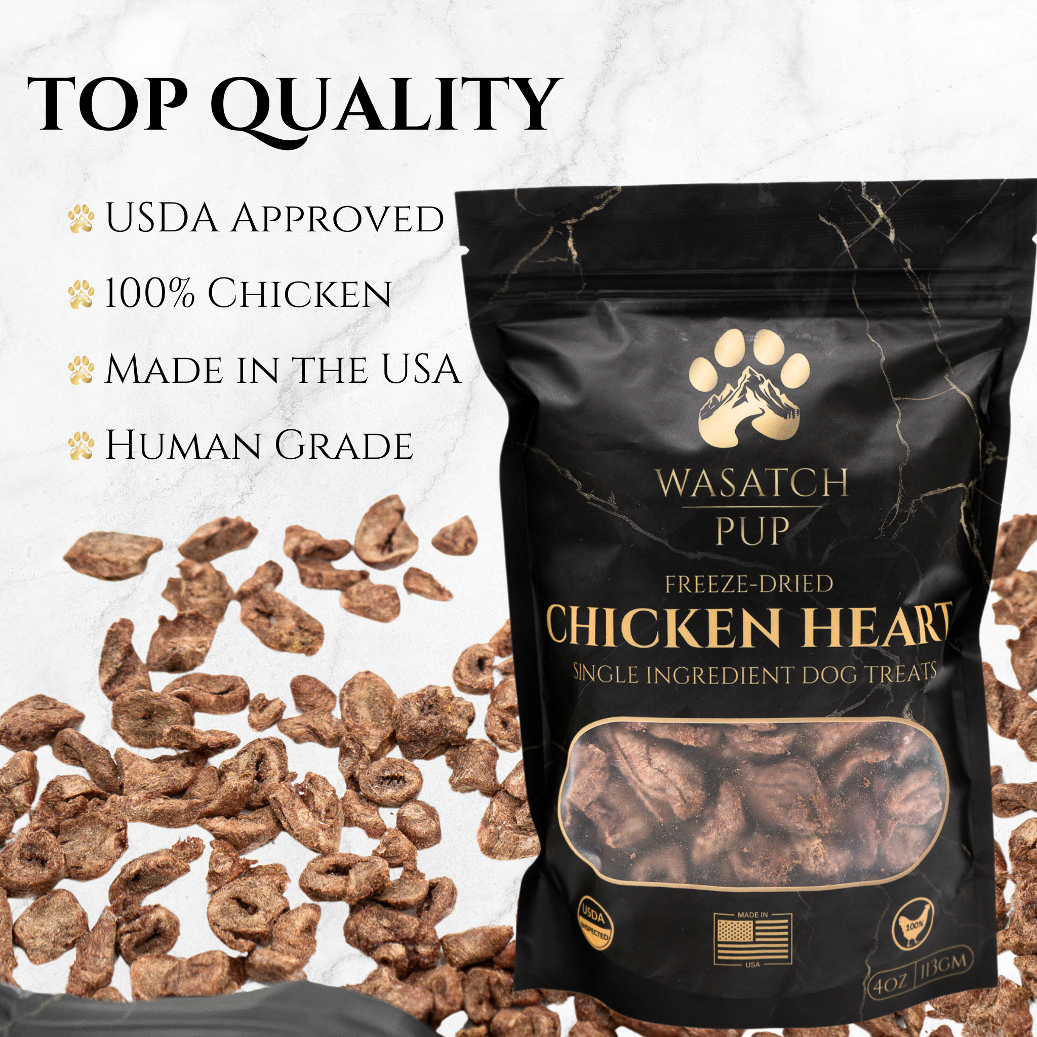 Freeze-Dried Chicken Heart | Single Ingredient Dog Treats