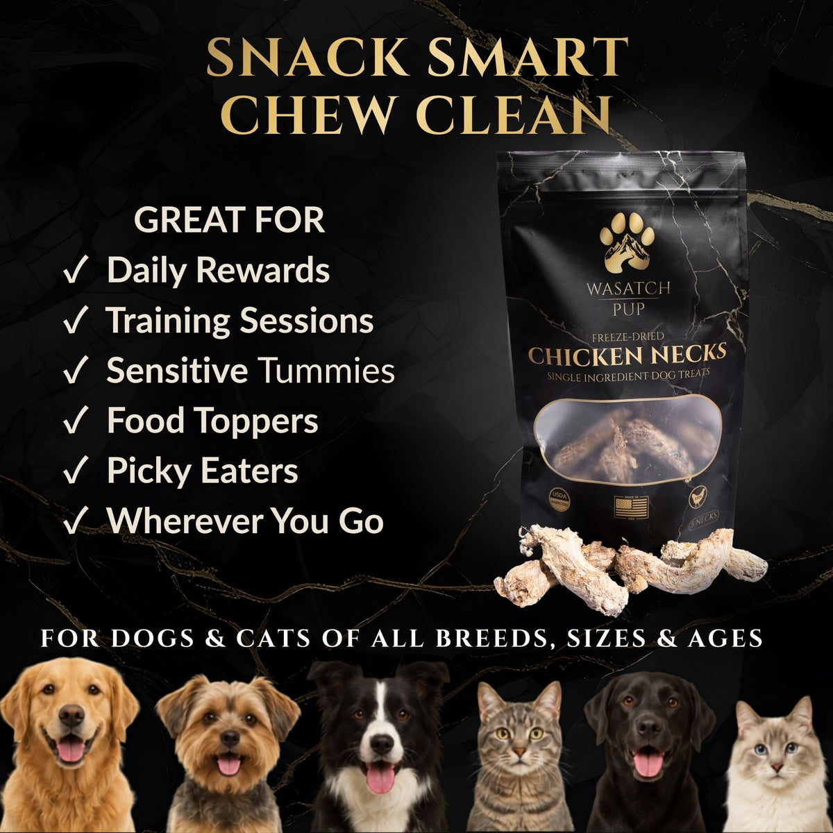 Freeze-Dried Chicken Neck Dog Treats - Wasatch Pup
