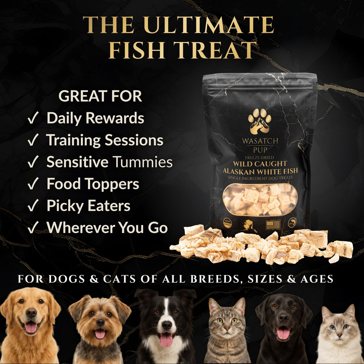 Freeze-Dried Alaskan Whitefish Dog Treats - Wasatch Pup