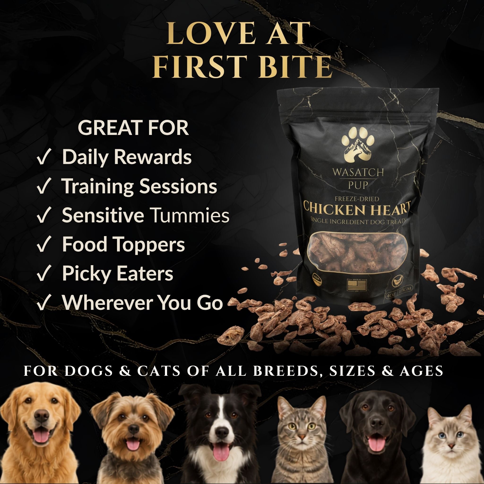 Freeze-Dried Chicken Heart Dog Treats - Wasatch Pup