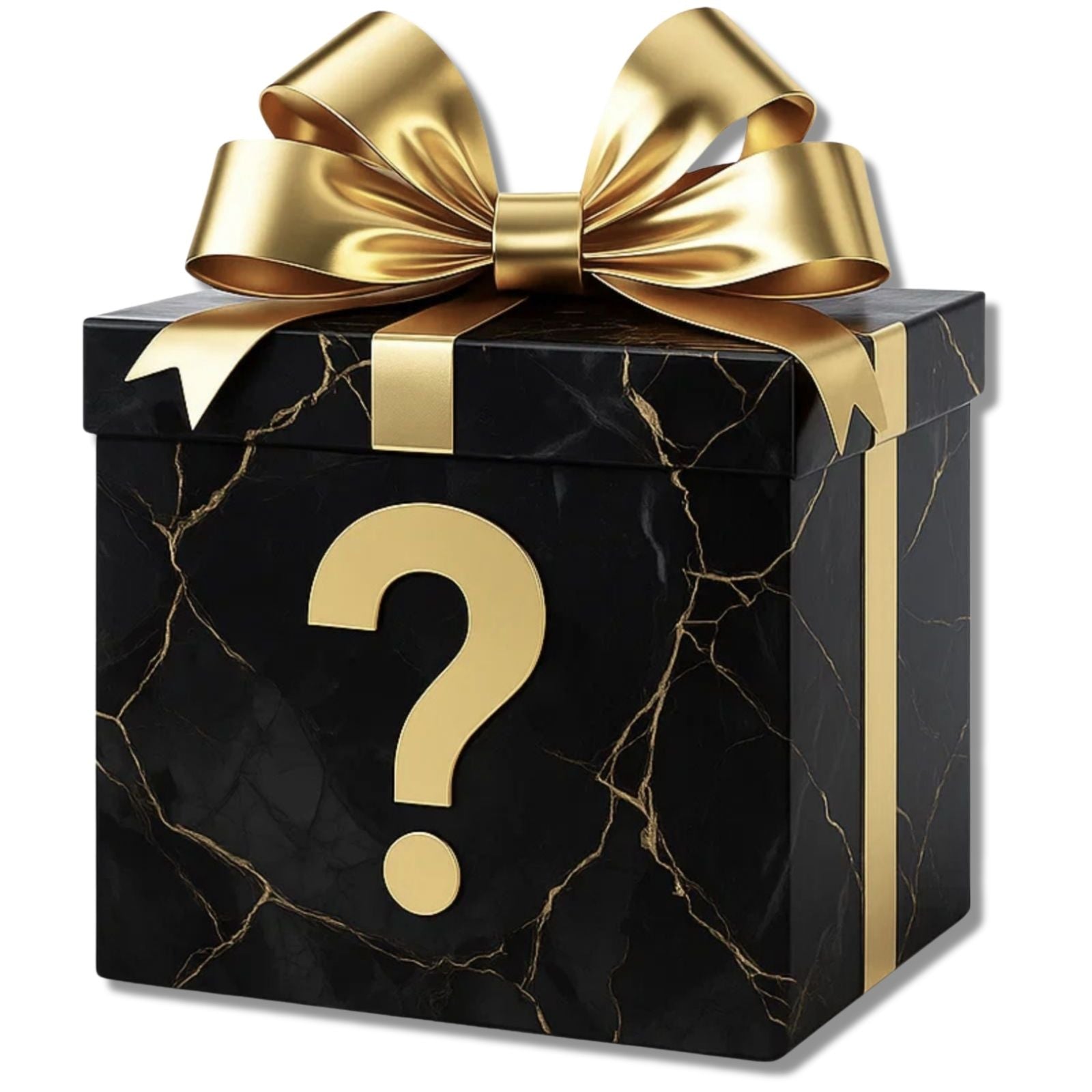 Free Mystery Gift for Your Dog black box with bow on top and question mark in the front